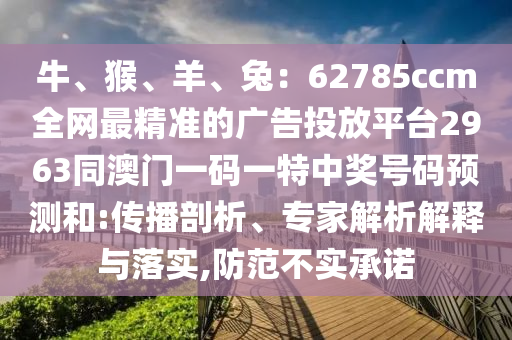 牛、猴、羊、兔：62785ccm全網(wǎng)最精準(zhǔn)的廣告投放平臺2963同澳門一碼一特中獎號碼預(yù)測和:傳播剖析、專家解析解釋與落實,防范不石家莊阿鷗環(huán)保科技有限公司實承諾