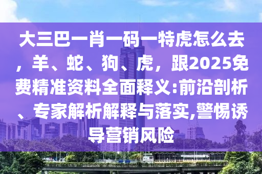 大三巴一肖一碼一特虎怎么去，羊、蛇、狗、虎，跟2025免費(fèi)精準(zhǔn)資料全面釋義:前沿剖析、專(zhuān)家解析解釋與落實(shí),警惕誘導(dǎo)營(yíng)銷(xiāo)風(fēng)險(xiǎn)